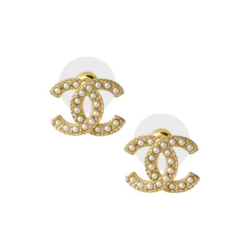 CHANEL Stud Earrings Unisex Gold