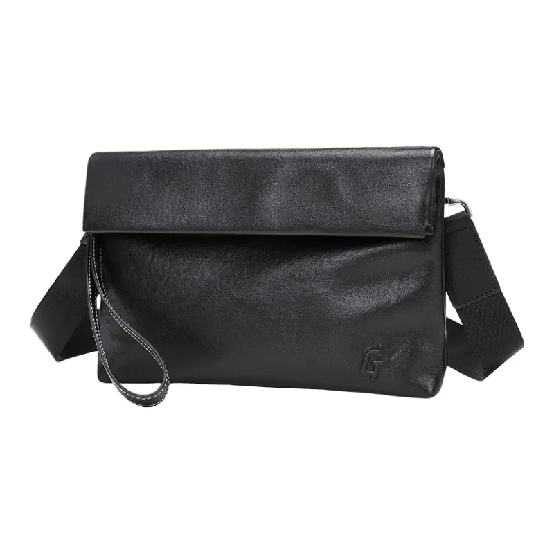 GOLF Top Grain Cow Leather, Cow Leather Envelope Bag, Wrist Bag, Crossbody Bag, Shoulder Bag Men's Plant Blend Black-1