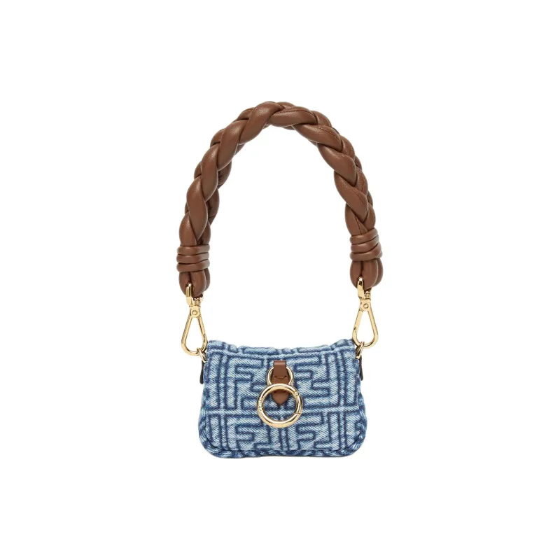 FENDI Baguette Denim Handbag Extra Mini Women's Blue-2