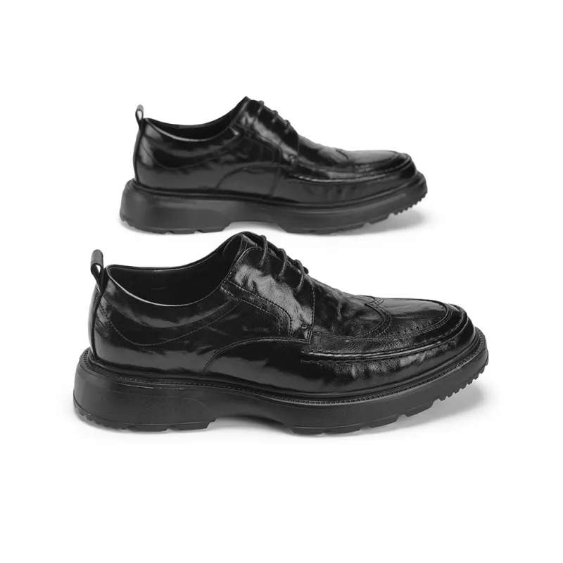 G.N.SHIJIA Dress Shoes Men Low Top Black/Brown-5