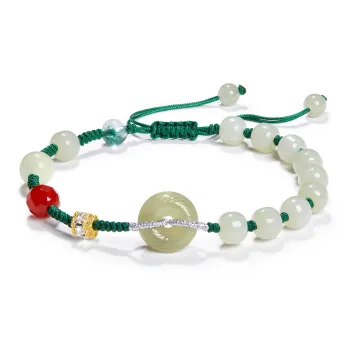North Cain Hetian Jade Bracelets Unisex Pale Greenish-White Jade