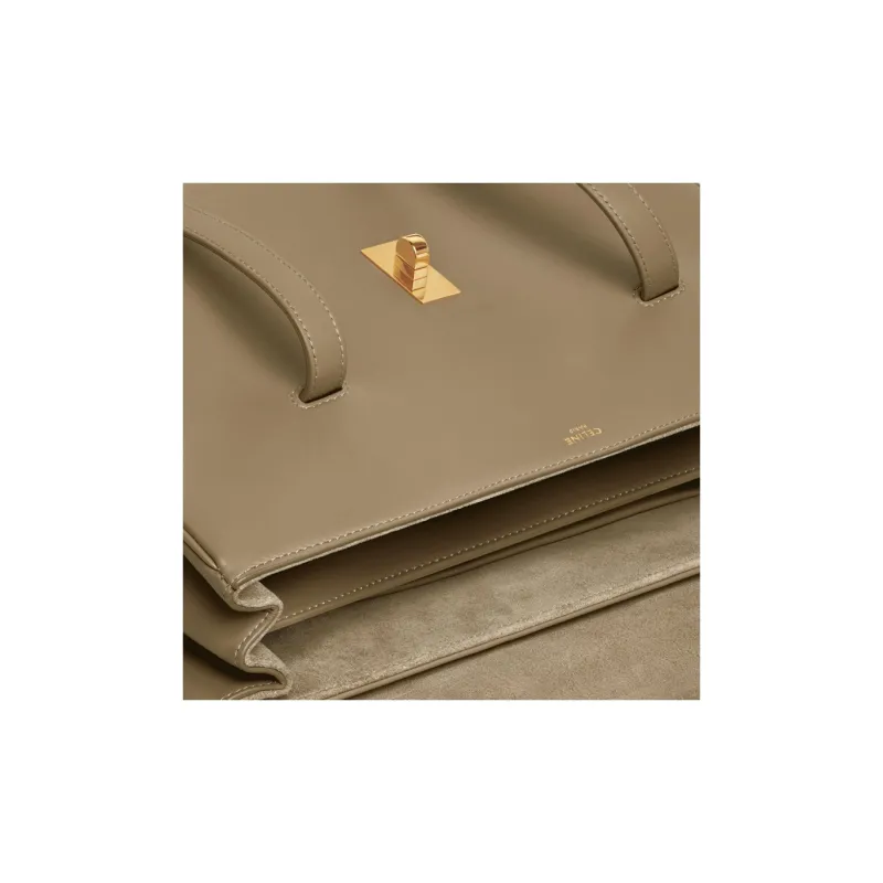 CELINE 16 Smooth Cow Leather Handbag Shoulder Bag Women's Dark Brown Black-4