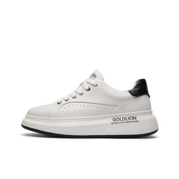GOLDLION Cushioning Wear Resistant Low Top Skateboard Shoes Men's Ecru