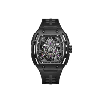 FAIRWHALE Starlight Collection Men's Watch Mechanical Movement Silicone Strap Watch Men's Watches Black Dial