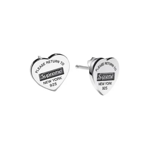 Supreme Stud Earrings Unisex Silver