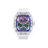 Transparent Case Colorful Dial White Rubber Strap