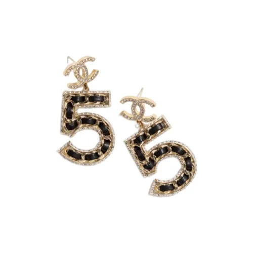 CHANEL Stud Earrings Women's Black