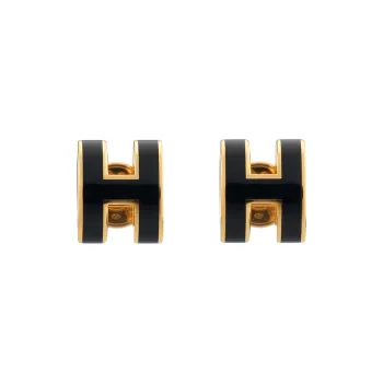 HERMES Gold Plated Stud Earrings Women's