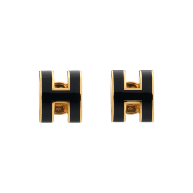 HERMES Gold Plated Stud Earrings Women's-0