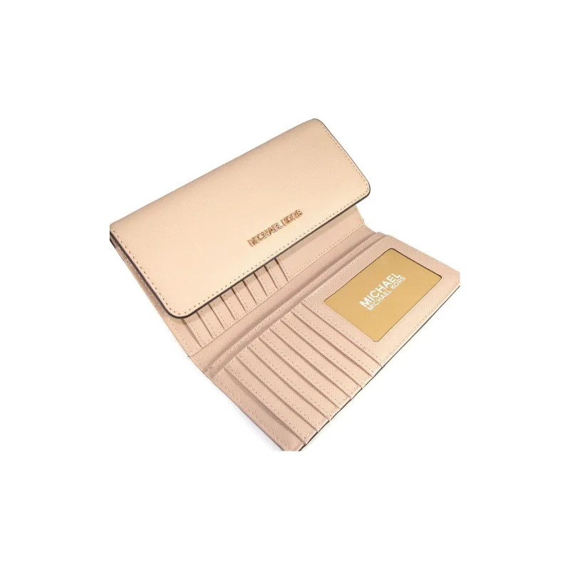 MICHAEL KORS Jet Set Travel Scratch Resistant Cow Leather Wallet Women's Nude Khaki Color-2