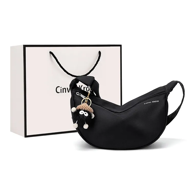 CinvaiKrose Fabric Shoulder Bag, Crossbody Bag, Dumpling Bag, Sling Bag Small Size Women's Ecru/Black/Burgundy-6