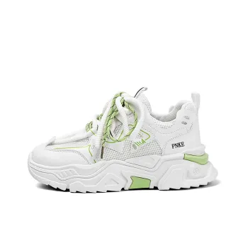 PNKE Anti-Slip Wear-Resistant Breathable Height Increasing Low-Top Chunky Sneakers Men's White Green