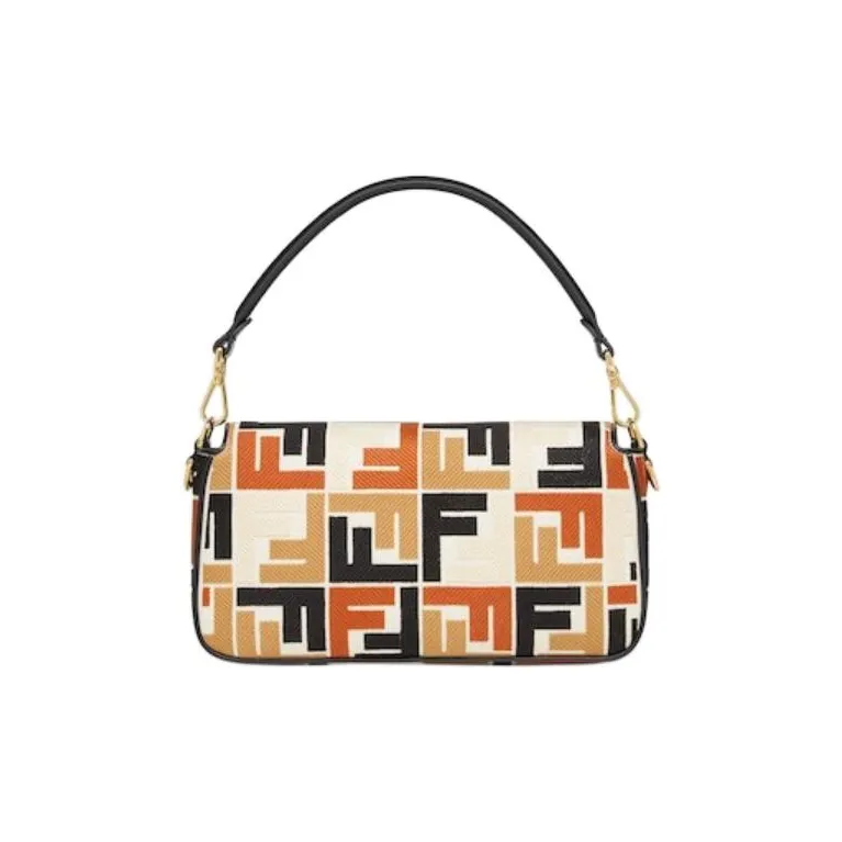 FENDI Canvas Shoulder Bag Crossbody Bag Handbag Women's Natural Brown & Black-2
