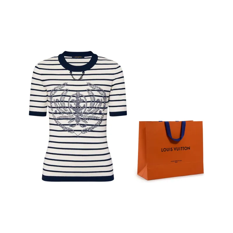 LOUIS VUITTON Striped Anchor Knit Top-1