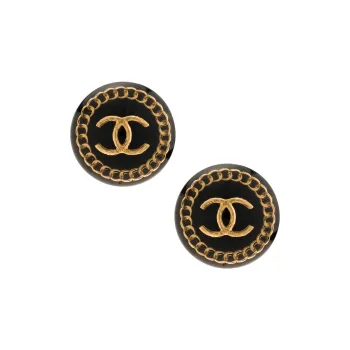 CHANEL 2022 Cc Button Earrings