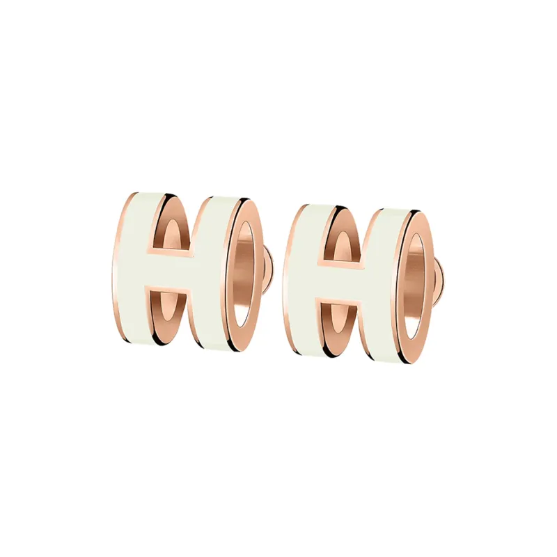 HERMES Earrings Pop H Mini Blanc-3