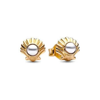Pandora Pearl Stud Earrings Women's Gold