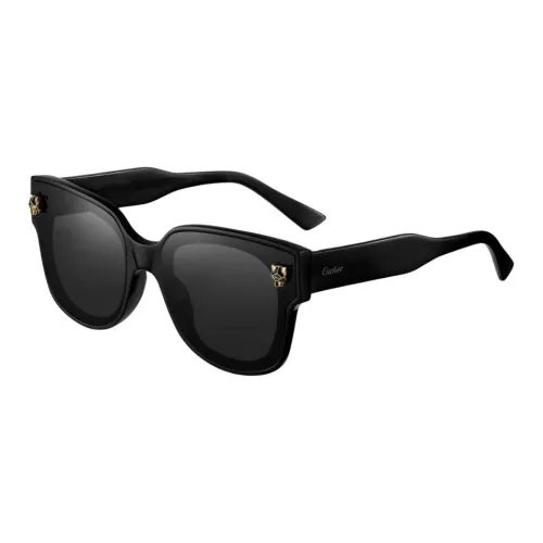 CARTIER Plate Frame Irregular Shape Sunglasses Unisex Black