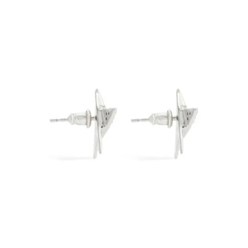 FERRAGAMO Brass Stud Earrings Women's Silver-1