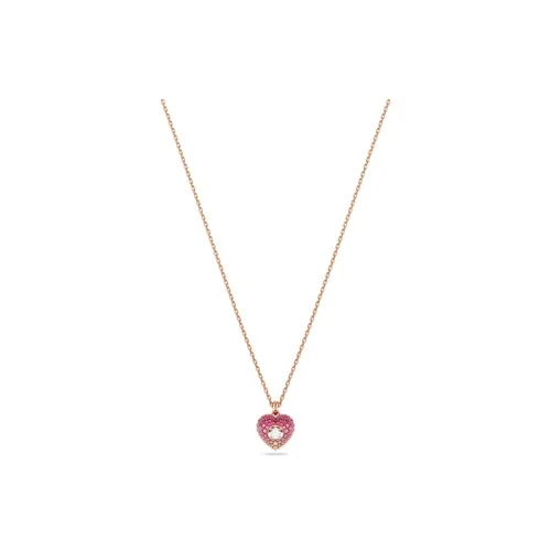 Swarovski Synthetic Cubic Zirconia, Faux Crystal, Rose Gold Tone Plated Necklaces Women's Rose Gold