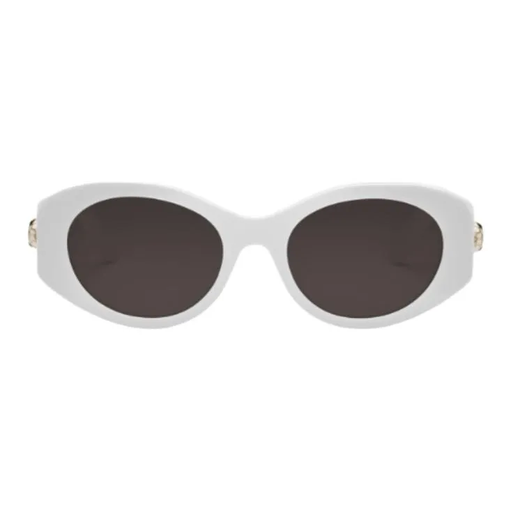 BVLGARI Acetate Plate Frame Oval Sunglasses Women's White-1
