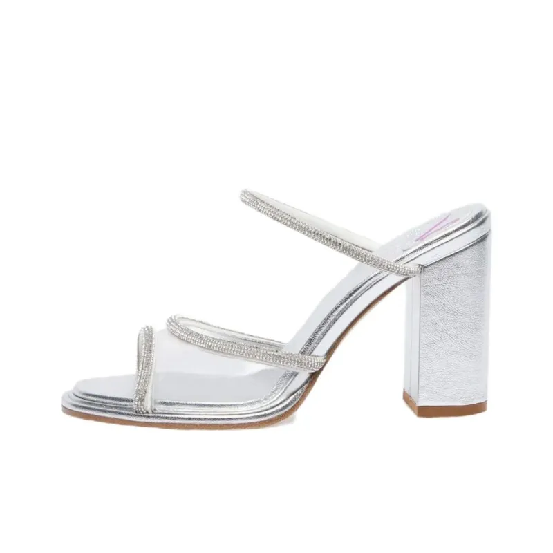 BETTINA VERMILLON Slide Slippers 8.5cm Women's Silver-0
