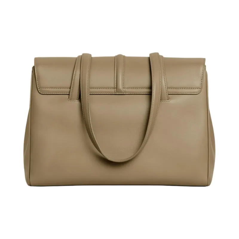 CELINE 16 Smooth Cow Leather Handbag Shoulder Bag Women's Dark Brown Black-3