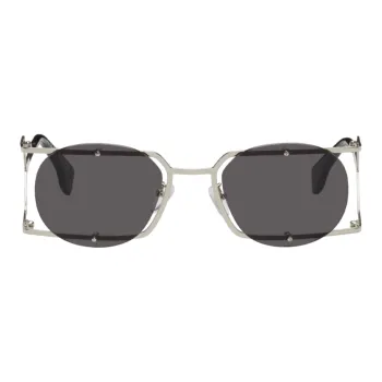 MARCELO BURLON COUNTY OF MILAN Acetate Irregular Shape Sunglasses Men's Silver
