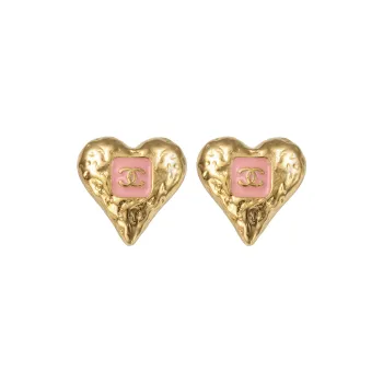 CHANEL Enamel Stud Earrings Women's Small Size