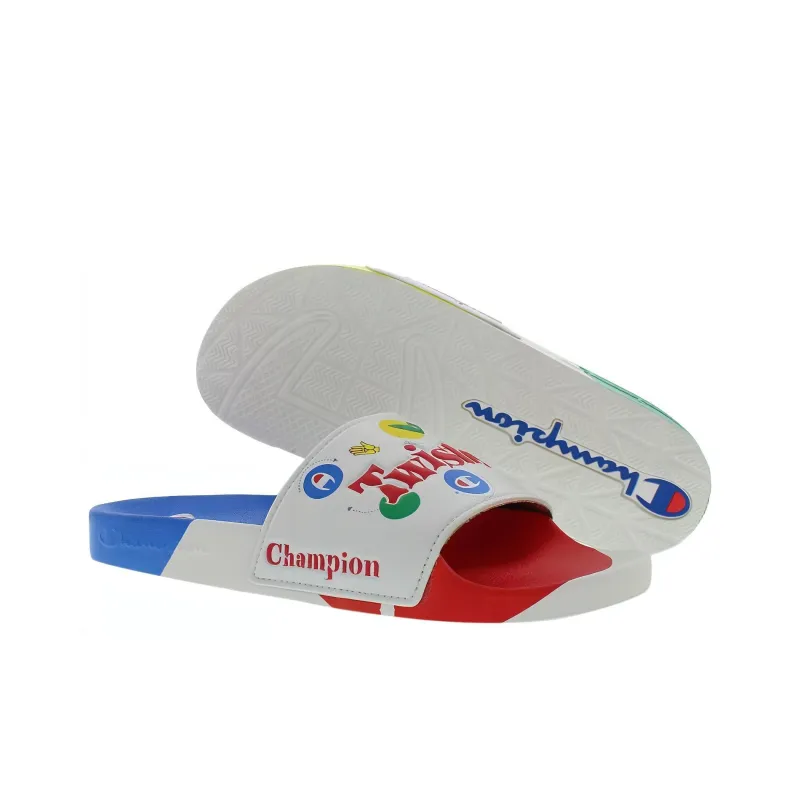 Champion Rubber Sole Quiet Slide Slippers Men's White Red Yellow-1