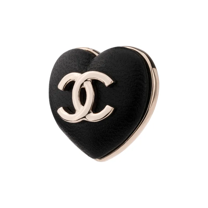 CHANEL Metal Stud Earrings Women's Black-1