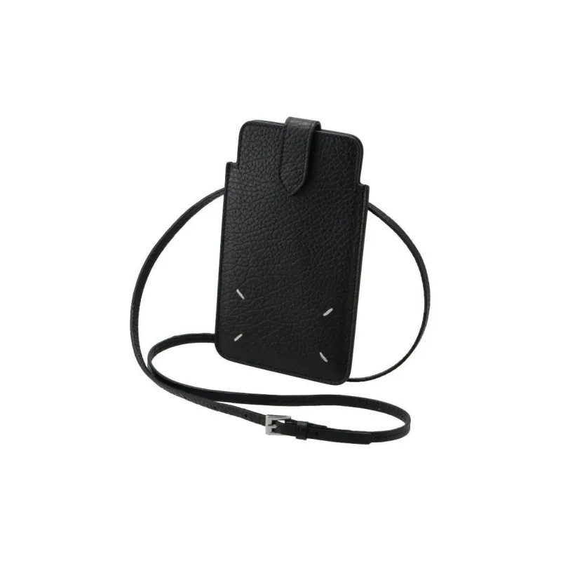 Maison Margiela Cow Leather Cell Phone Pouch Mini Unisex Black-5