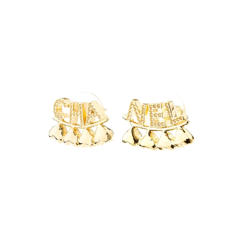 CHANEL Stud Earrings Women's Gold-1