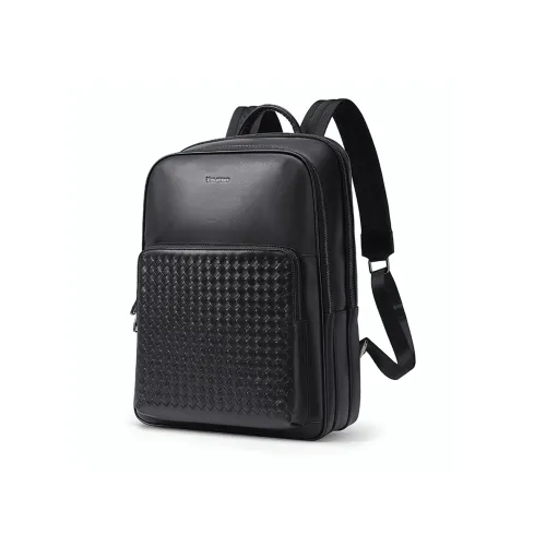 Playboy Cow Leather Backpack Men's Black