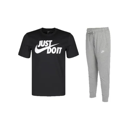 Nike Casual Sportswear Men Black Tops+Gray Pants