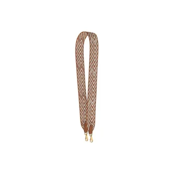 HERMES Sangle Zigzag Zigzag Canvas With Swift Calfskin Shoulder Strap Bag Straps Women's Gold & White
