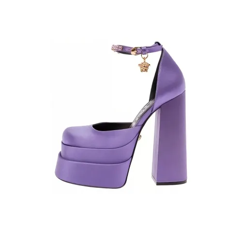 VERSACE Medusa Aevitas 155mm Platform Pumps Lilac Satin