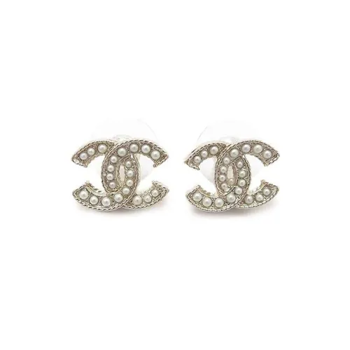 CHANEL Stud Earrings Women's Pearl White