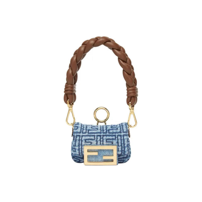 FENDI Baguette Denim Handbag Extra Mini Women's Blue-0