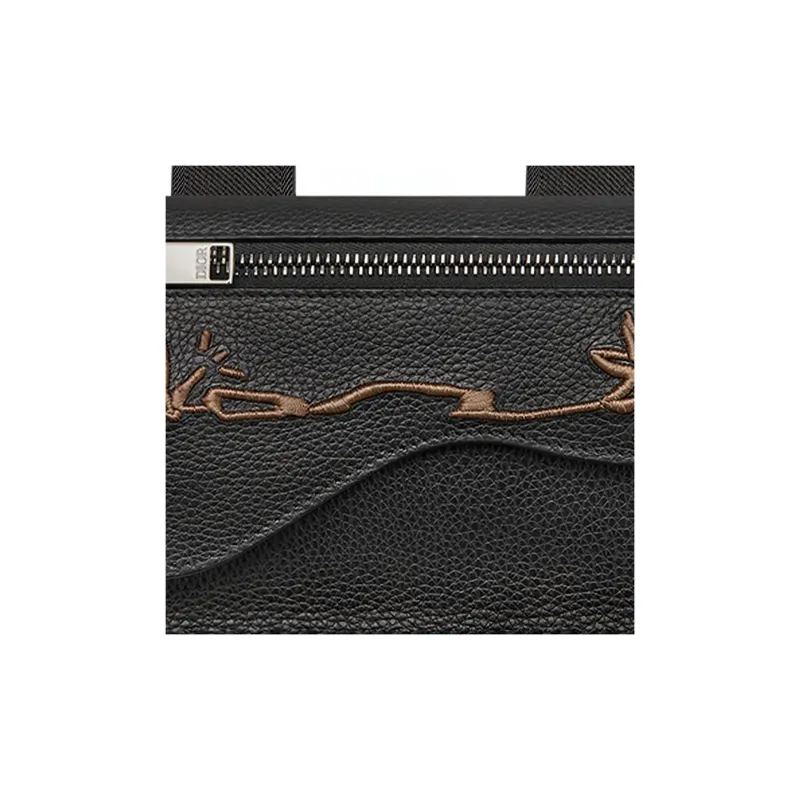 DIOR CACTUS JACK Collaboration Cow Leather Saddle Arm Bag Men's Black-4