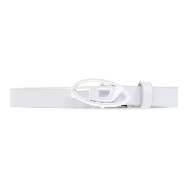 DIESEL Emblem Smooth Buckle Design Leather Belts Women's White-2