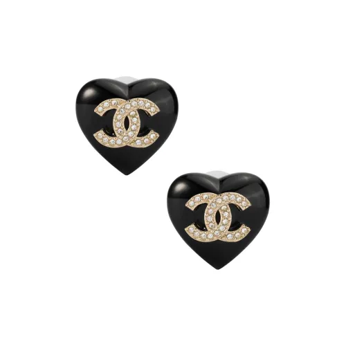 CHANEL Stud Earrings Women's Black