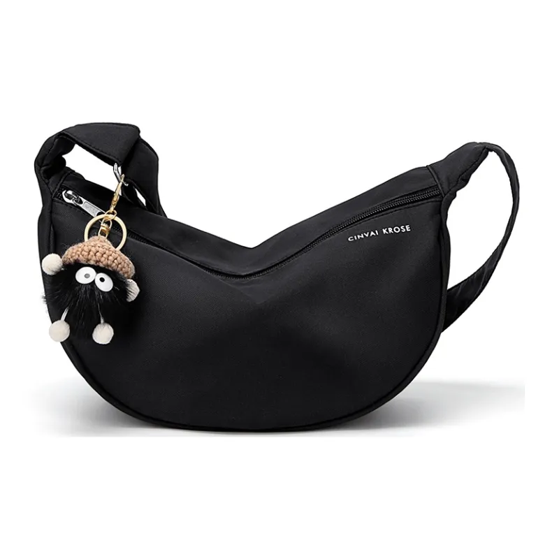 CinvaiKrose Fabric Shoulder Bag, Crossbody Bag, Dumpling Bag, Sling Bag Small Size Women's Ecru/Black/Burgundy-8