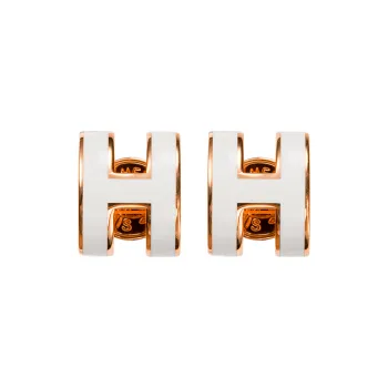 HERMES Earrings Pop H Mini Blanc