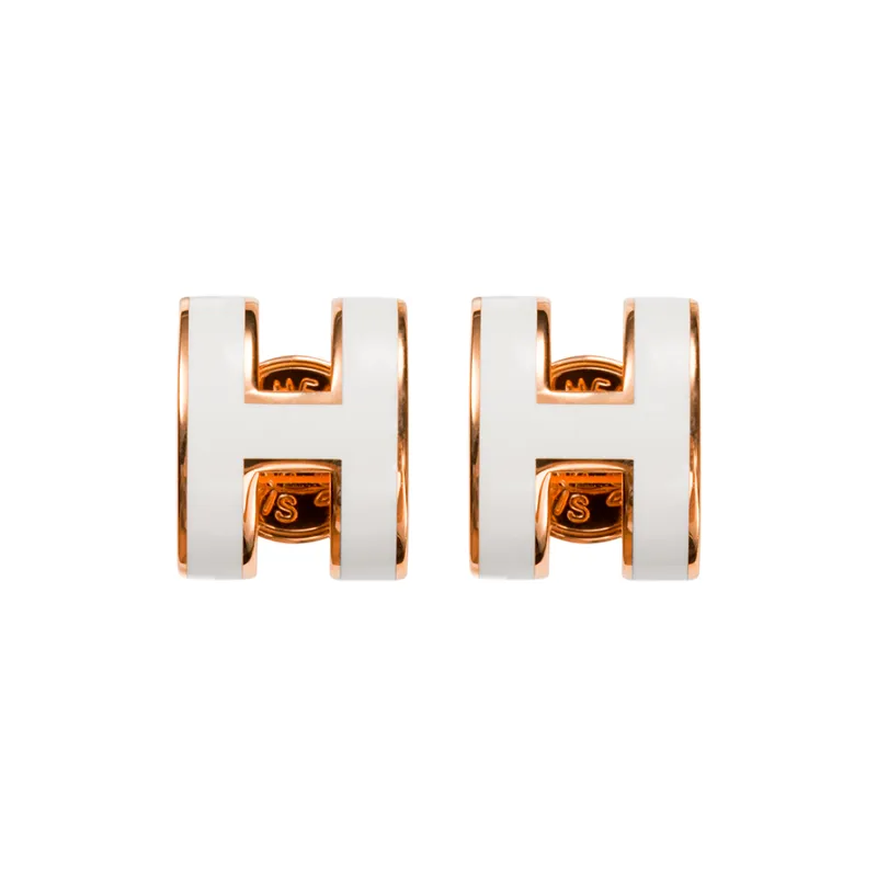 HERMES Earrings Pop H Mini Blanc-0