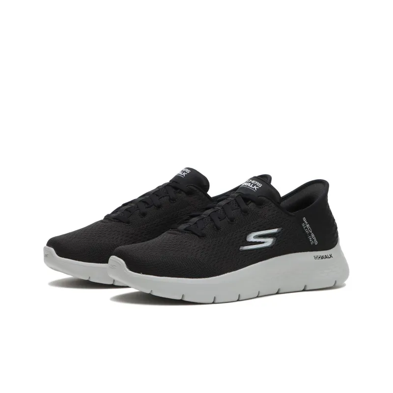 Skechers Go Walk Fle Hands Free Slip Ins Cushioning Wear Resistant Low Top Casual Shoes Men's Black Gray Color-2