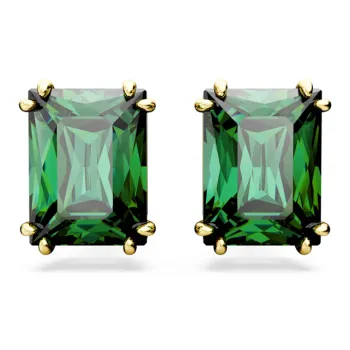 Swarovski Rhodium Plated Stud Earrings Women's Green