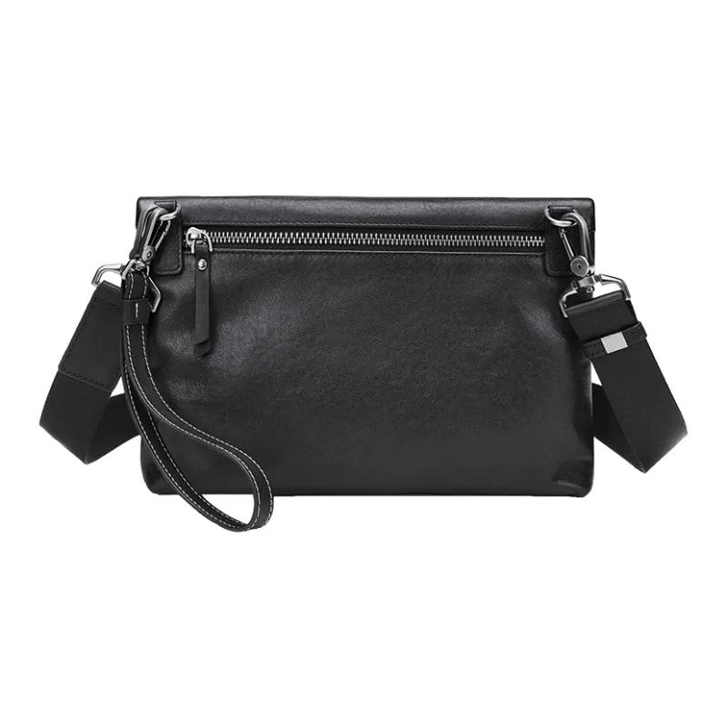 GOLF Top Grain Cow Leather, Cow Leather Envelope Bag, Wrist Bag, Crossbody Bag, Shoulder Bag Men's Plant Blend Black-4