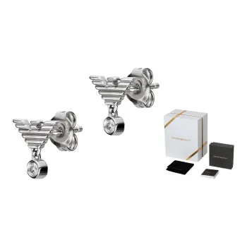 EMPORIO ARMANI Silver Zircon Stud Earrings Women's Silver
