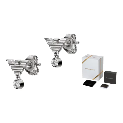 EMPORIO ARMANI Silver Zircon Stud Earrings Women's Silver